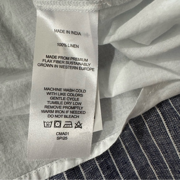 Quince European Linen Tiered Maxi Dress Chambray Stripe Size XL - Picture 9 of 12